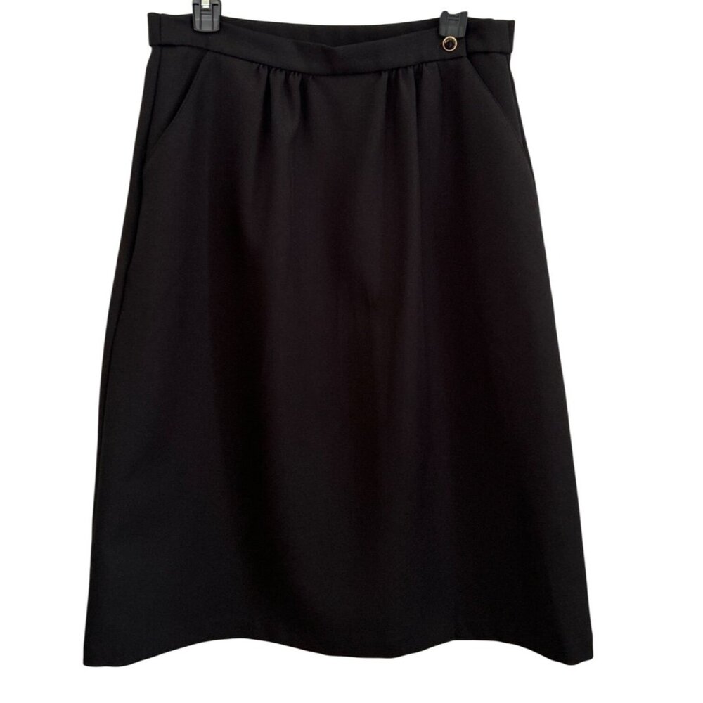 Vintage Cape Cod Match-Mates Black A-Line Skirt Size 14 Made In USA Button Top